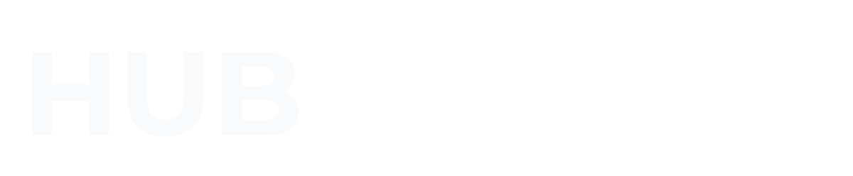 Faint white “HUB” text on a white background.