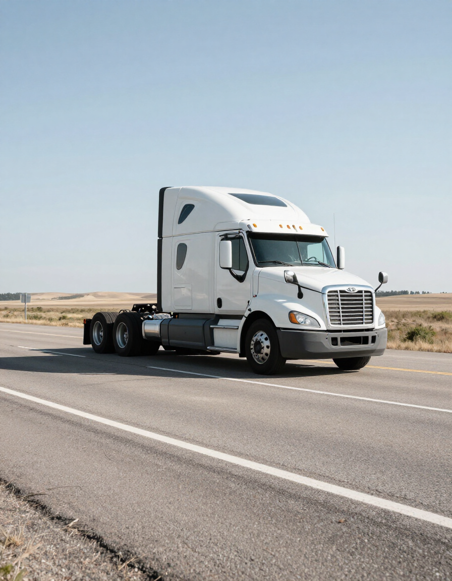 JS FREIGHT LLC white semi-truck on an American interstate highway