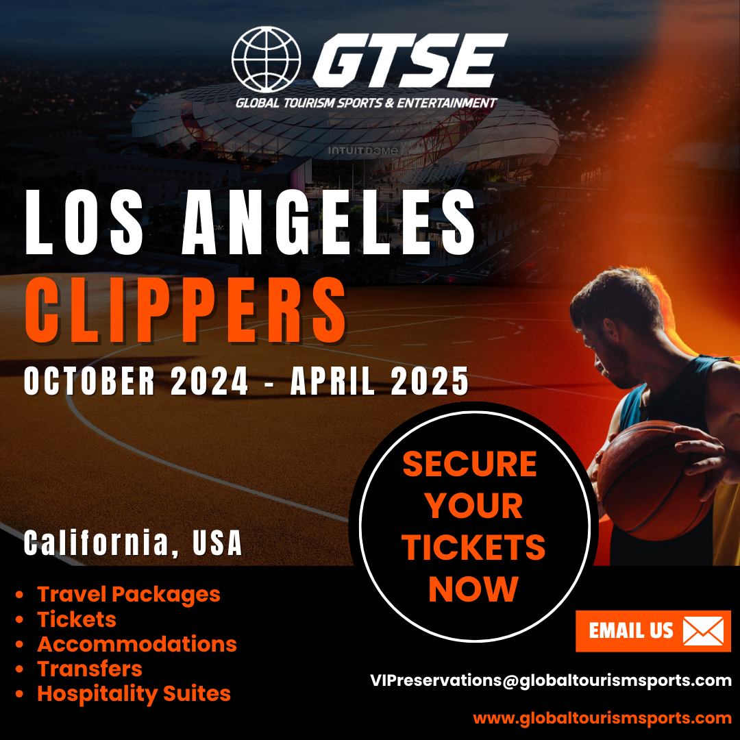 An Advertisement for the Los Angeles Clippers Shows a Man Holding a Basketball