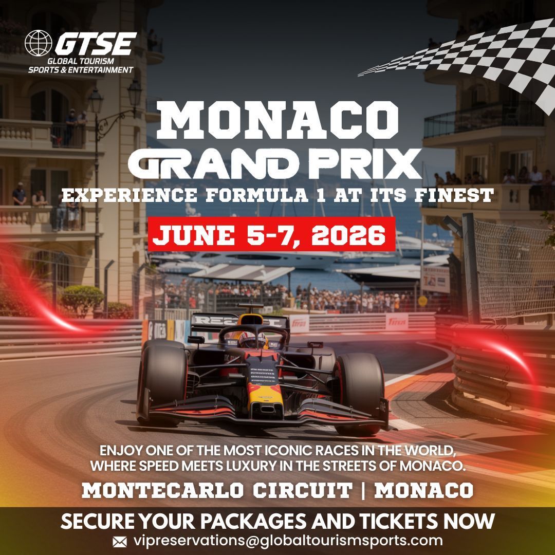Promotional graphic for the 2026 Monaco Grand Prix, featuring a Formula 1 car on the Monte Carlo circuit.