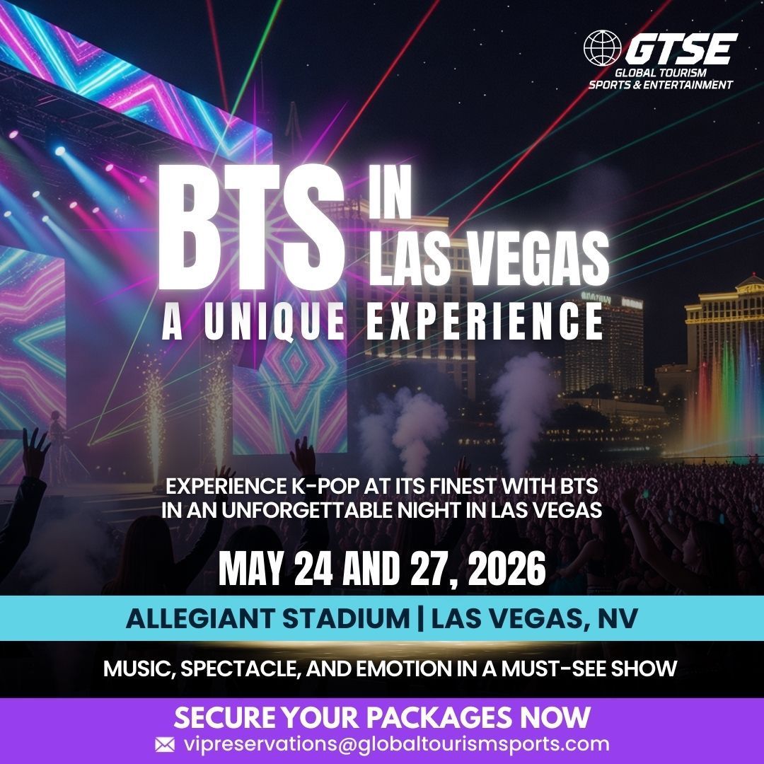 BTS concert in Las Vegas at Allegiant Stadium, May 24 & 27, 2026. 
