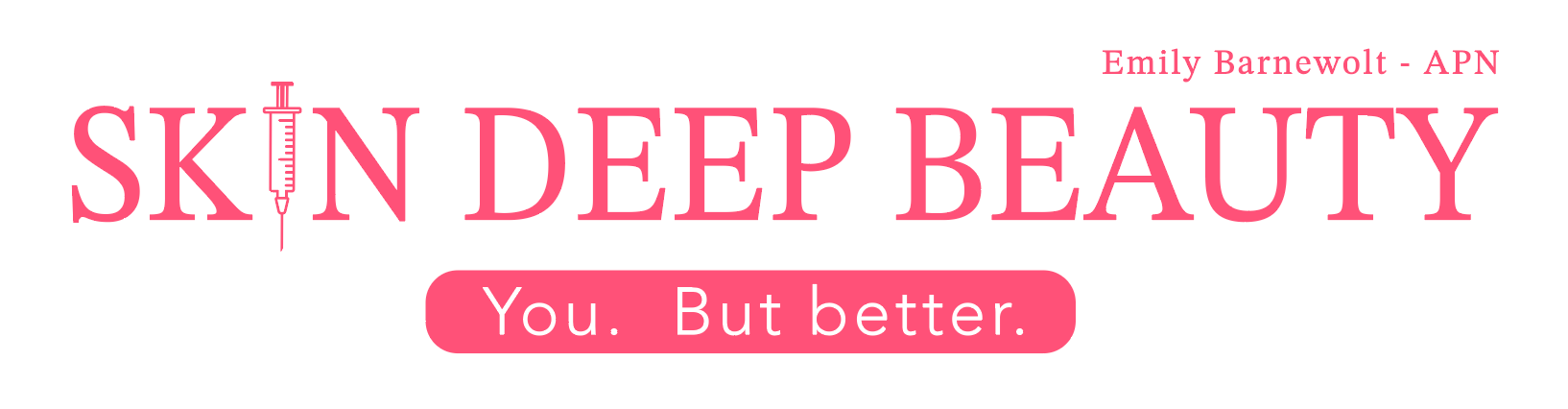 A pink and white logo for skin deep beauty