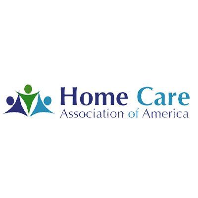 The home care association of america logo is a blue and green logo.