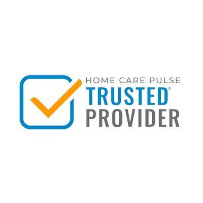 The logo for home care pulse is a trusted provider.