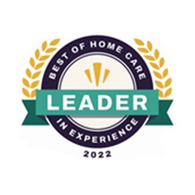 A badge that says best of home care leader in experience