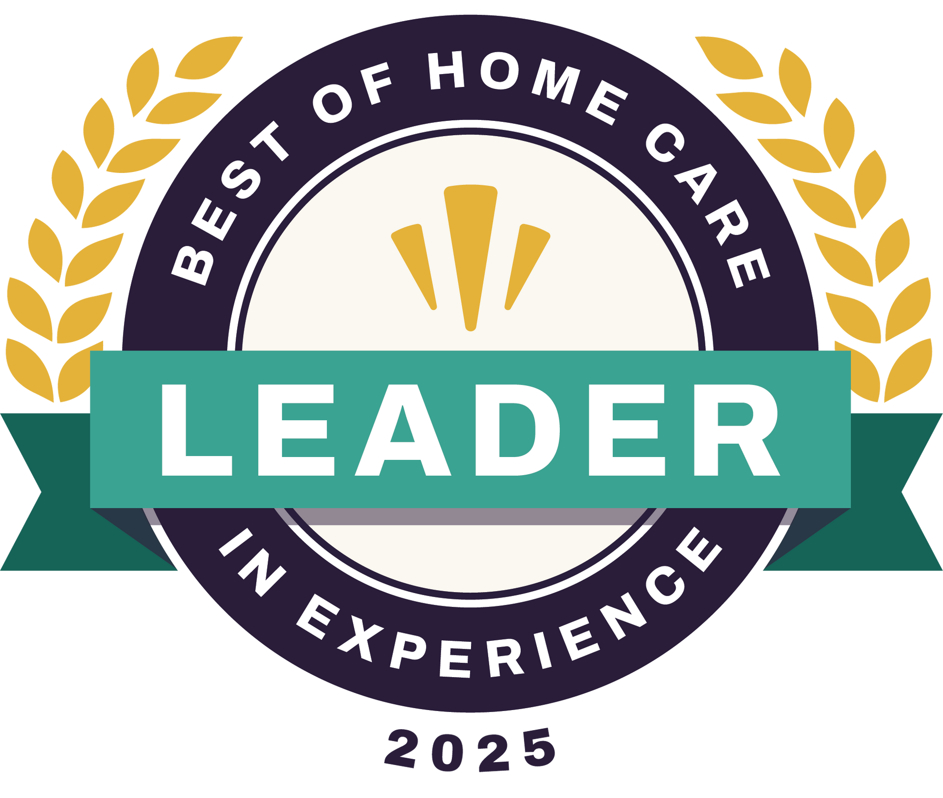 A badge that says best of home care leader in experience.