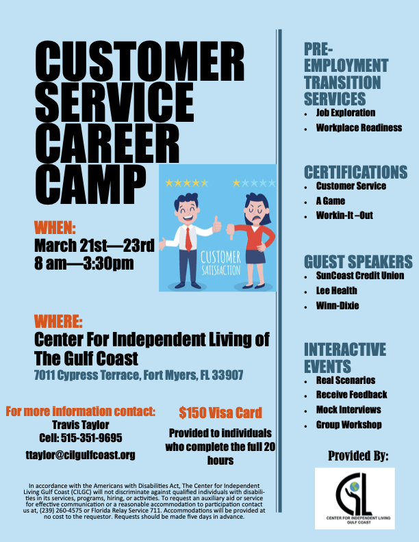 Spend Spring Break at CIL Gulf Coast’s Customer Service Career Camp