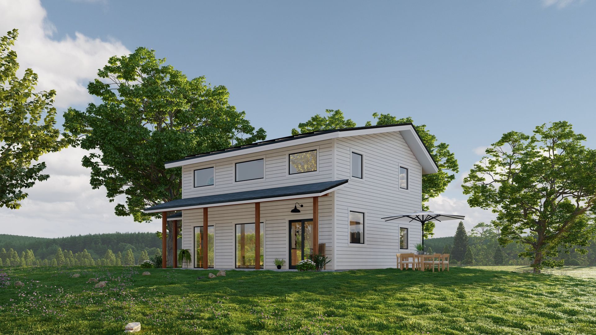 A White House With A Blue Roof In The Middle Of A Grassy Field - Martinez CA – Xtreme Adu