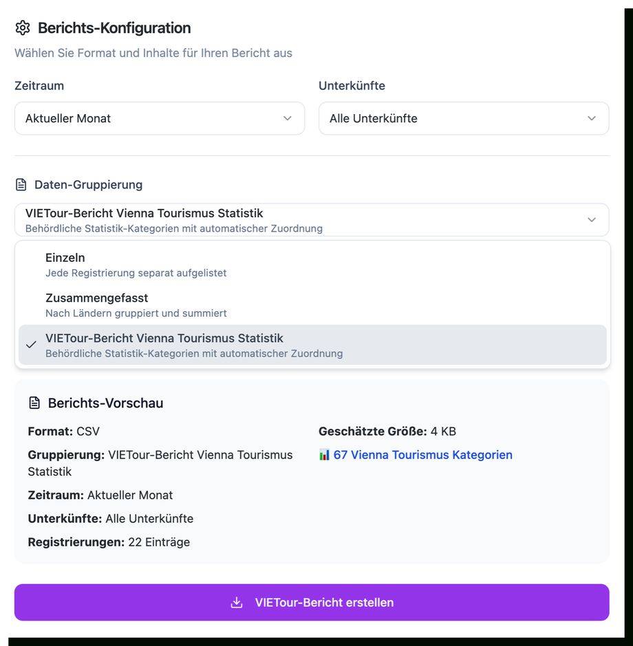 Kurzzeitvermieter Nächtigungsstatistik-Tool