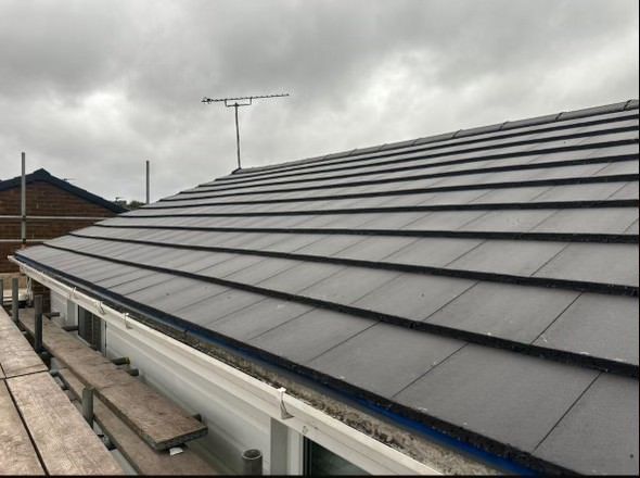 Black concrete tiles installed on a new roof in County Durham