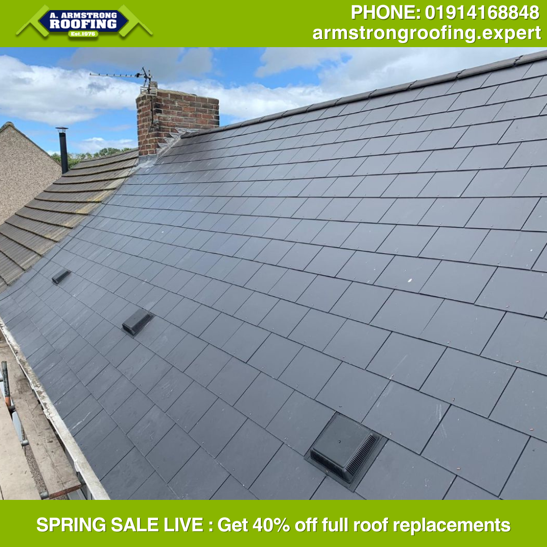 Close-up view of new roof tiles laid with expert craftsmanship in Durham.