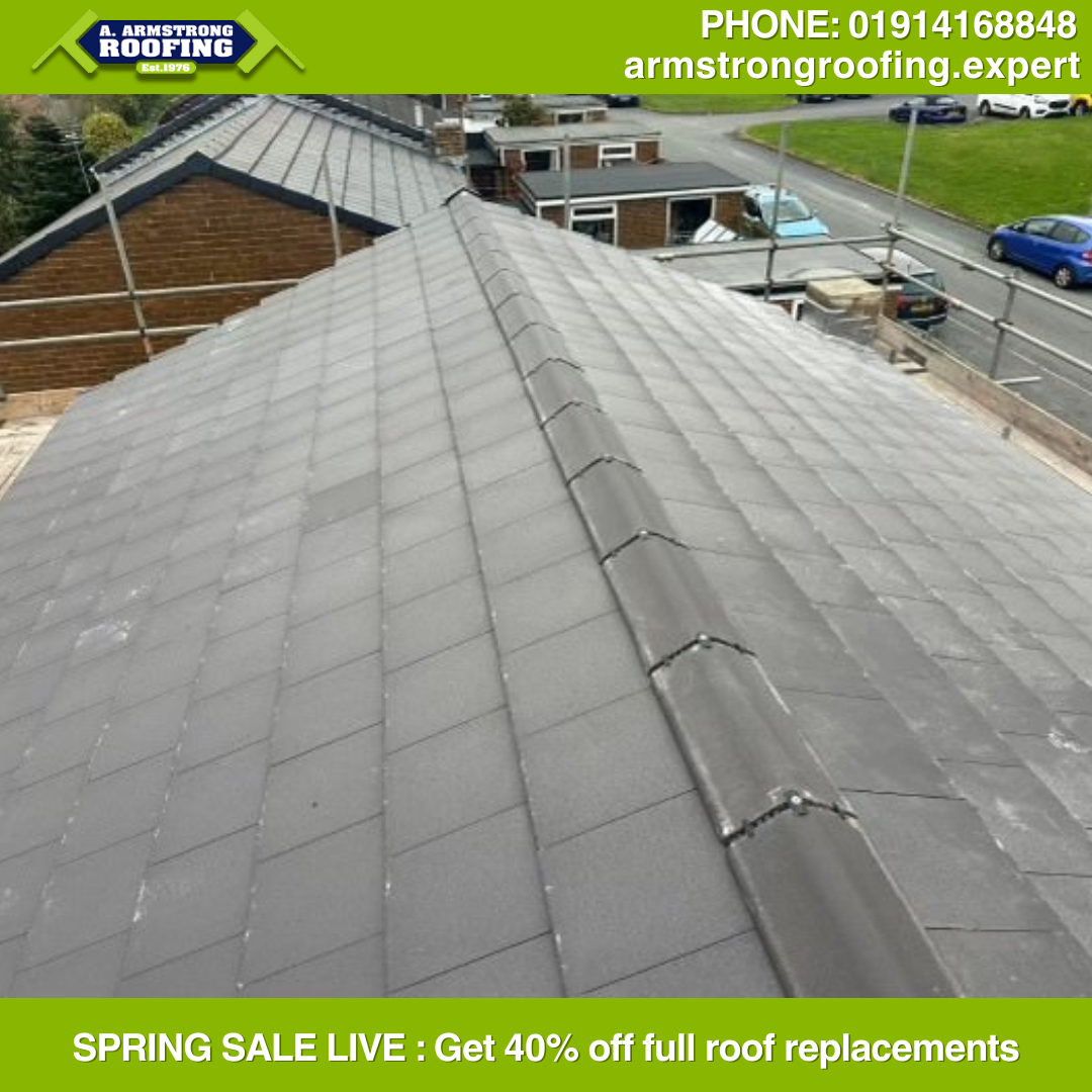 Close-up view of new roof tiles laid with expert craftsmanship in Durham.