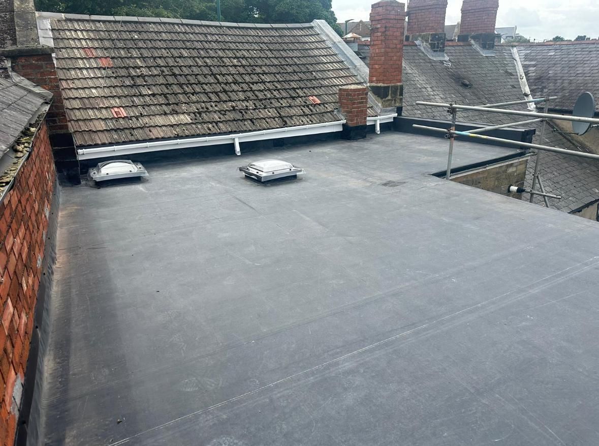 Flat roof replacement completed by A. Armstrong Roofing