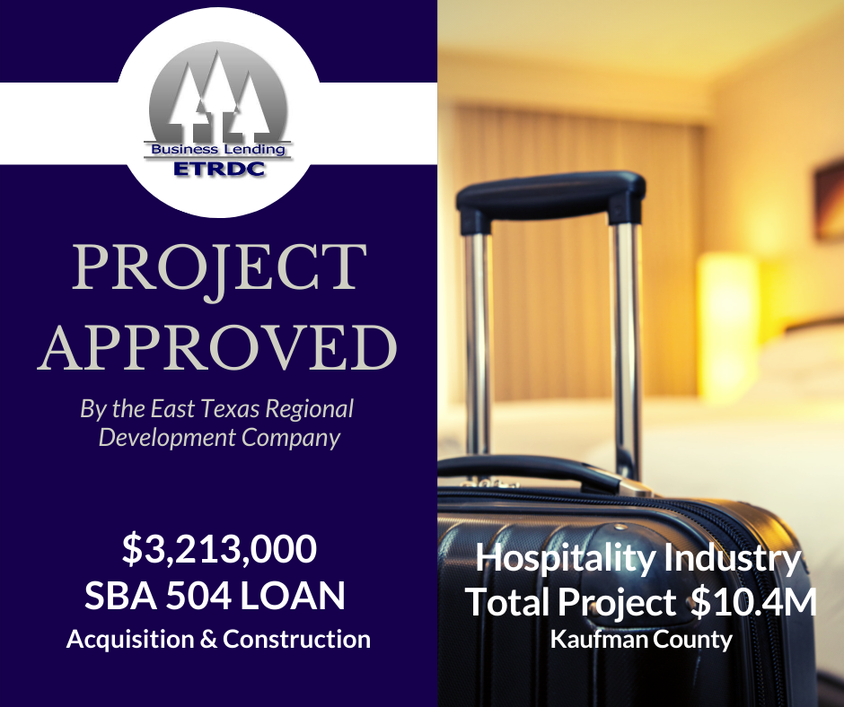 A poster that says project approved by the east texas regional development company