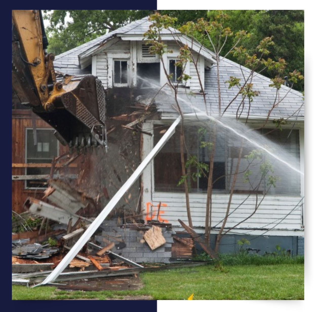 A Simon Junk Removal truck in front of a house.