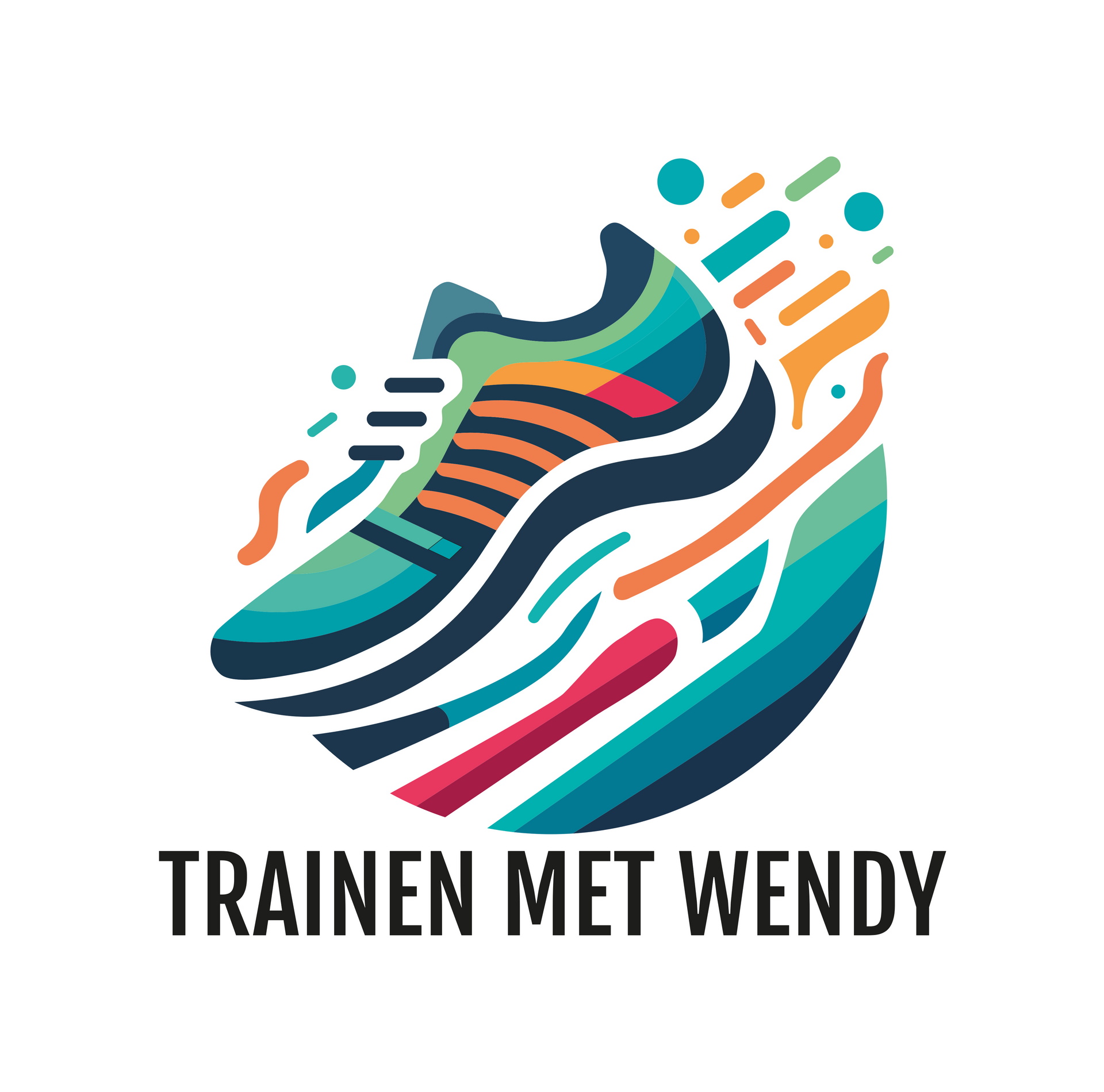 Logo van Trainen met Wendy met hardloopschoen en water