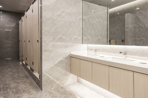 Well-maintained men's public restroom.