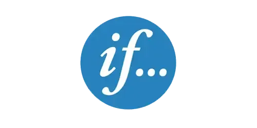 Blå sirkel med ordet «hvis...» i hvit skrift.
