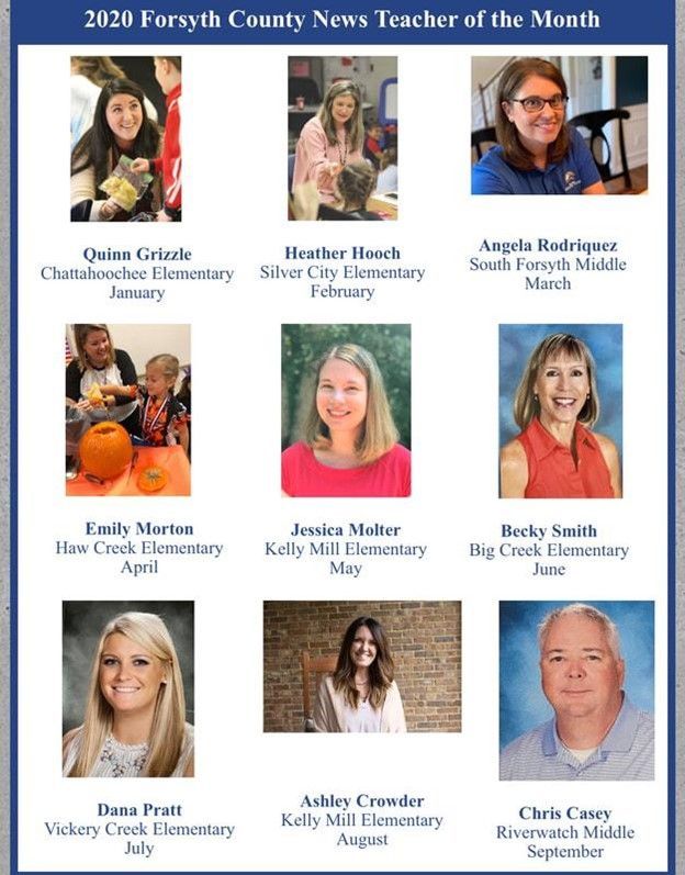 A collage of photos of forsyth county news teachers of the month