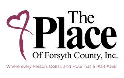 Logo for The Place of Forsyth County, Inc., with a heart-shaped figure and the tagline: 