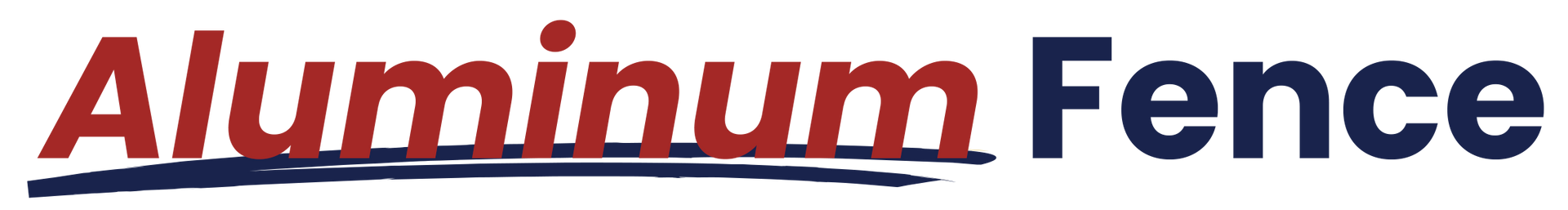 A red , white and blue logo for aluminum fence