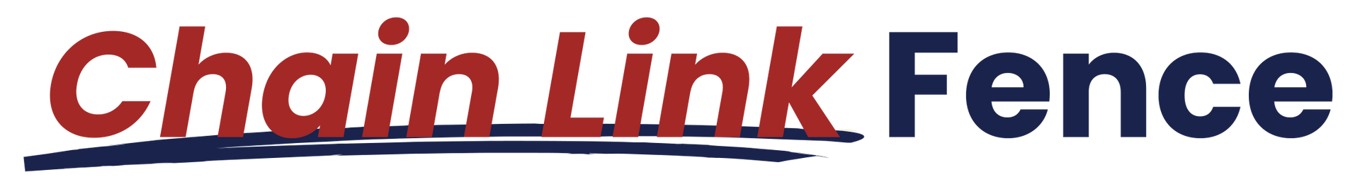 A red and blue logo for chain link fence