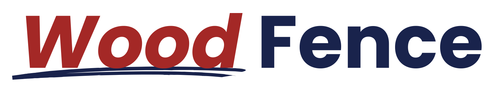 The logo for wood fence is red and blue on a white background.