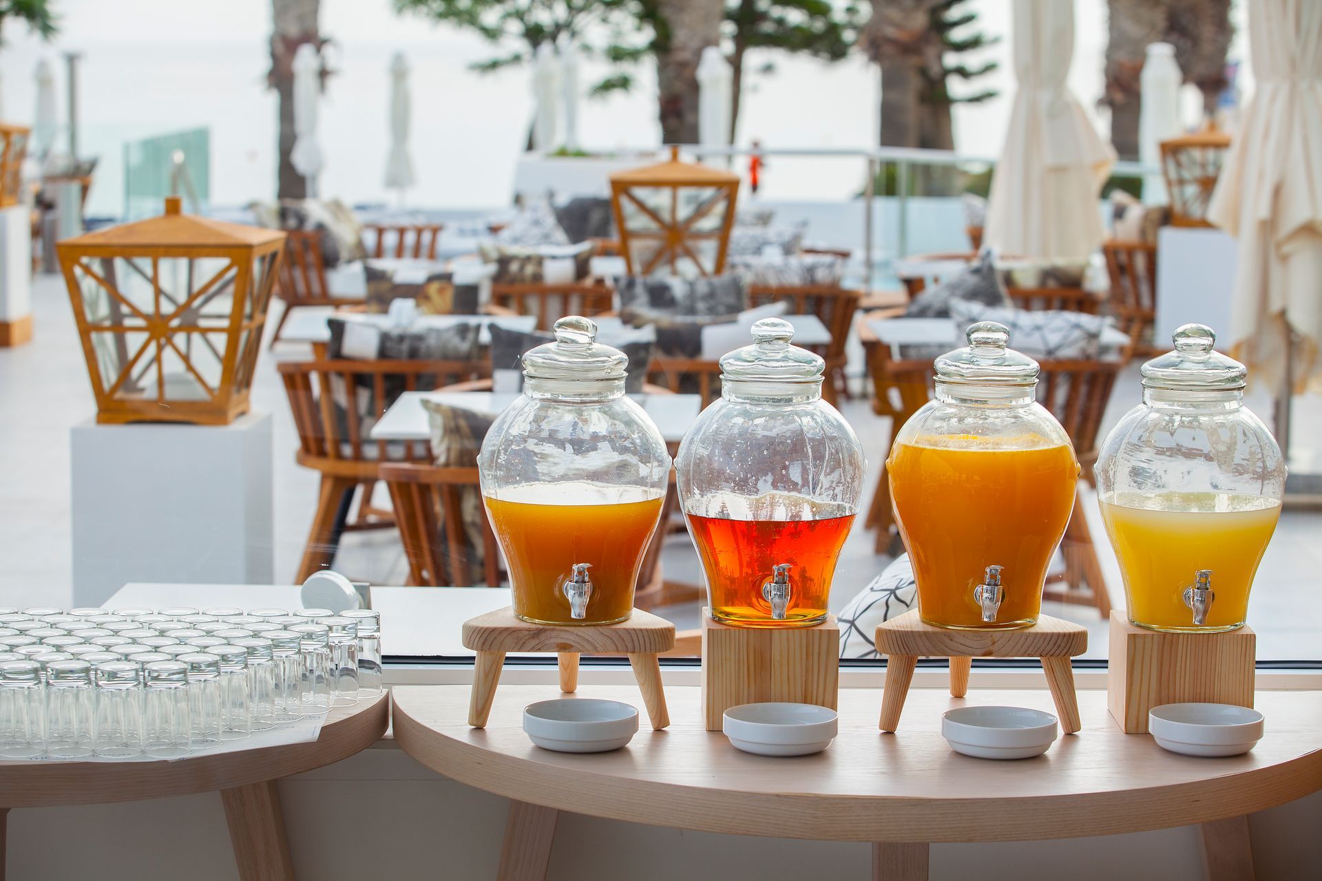Buffet with juices for wellness retreats at King Jason Protaras.