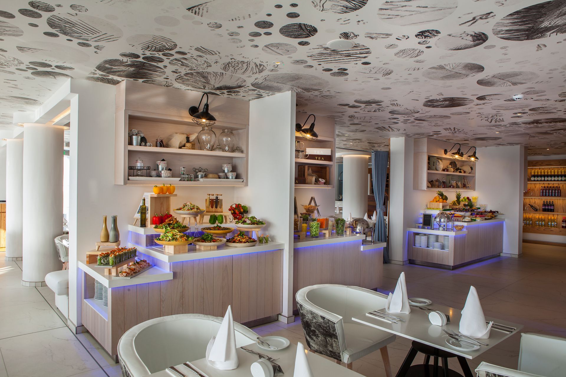 Buffet-style restaurant with food displays at King Jason Protaras.