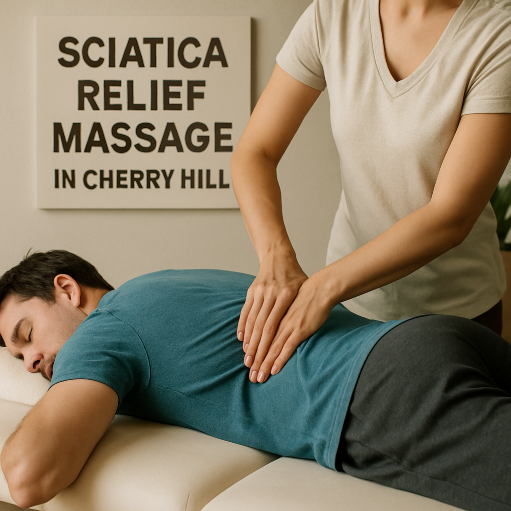 Sciatica relief massage in Cherry Hill, therapist massaging a client on a table