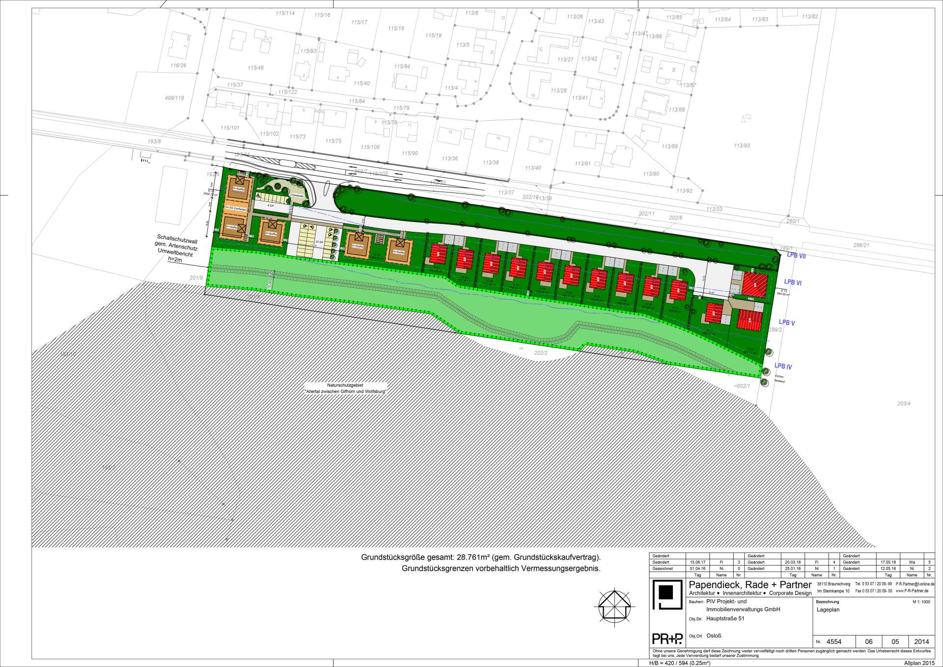 Eine Zeichnung einer Häuserreihe auf einem Hügel.