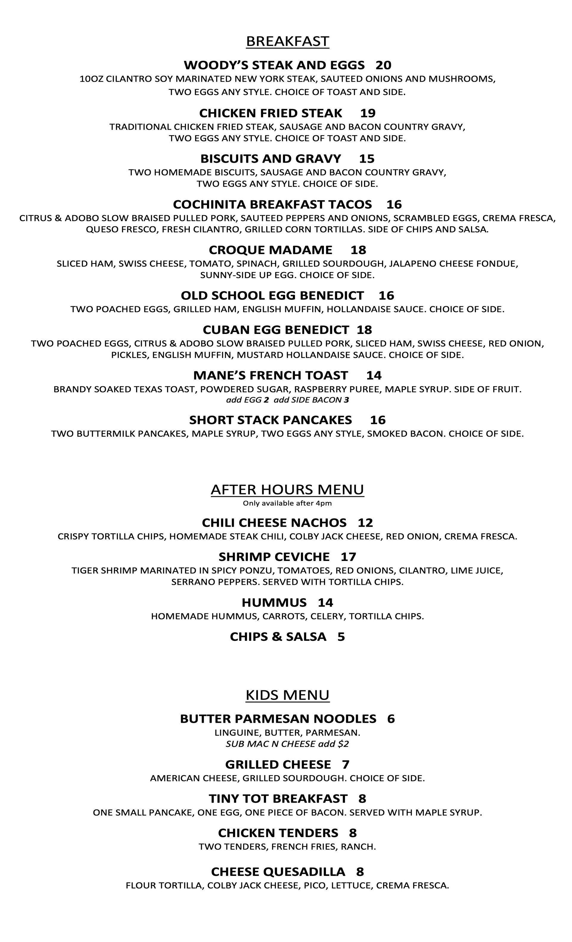 Breakfast Menu