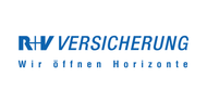 Ein blau-weißes Logo für die R+V Versicherung