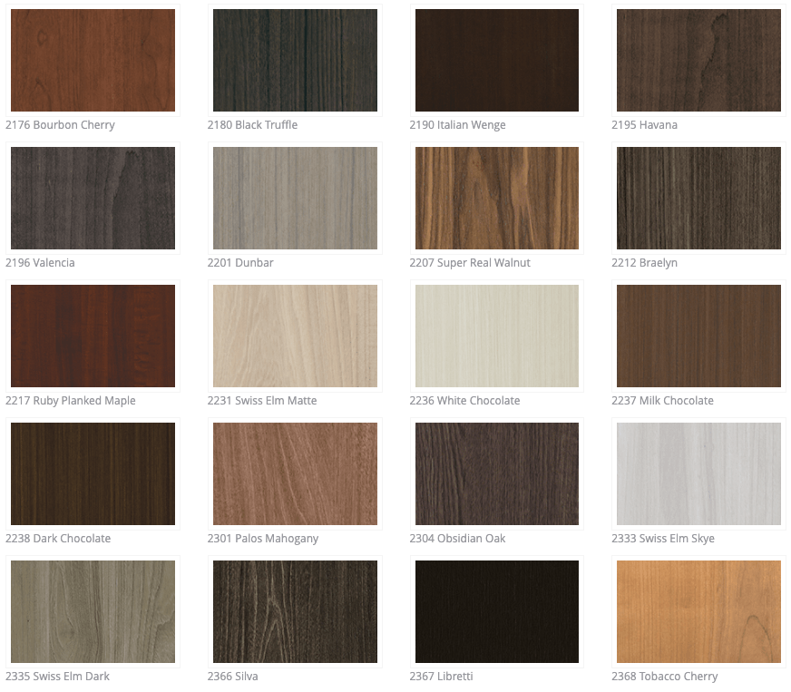 a display of different types of wood and their shades