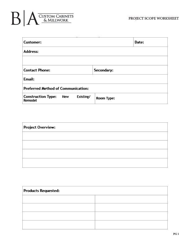 it is a project scope worksheet that looks like a resume .