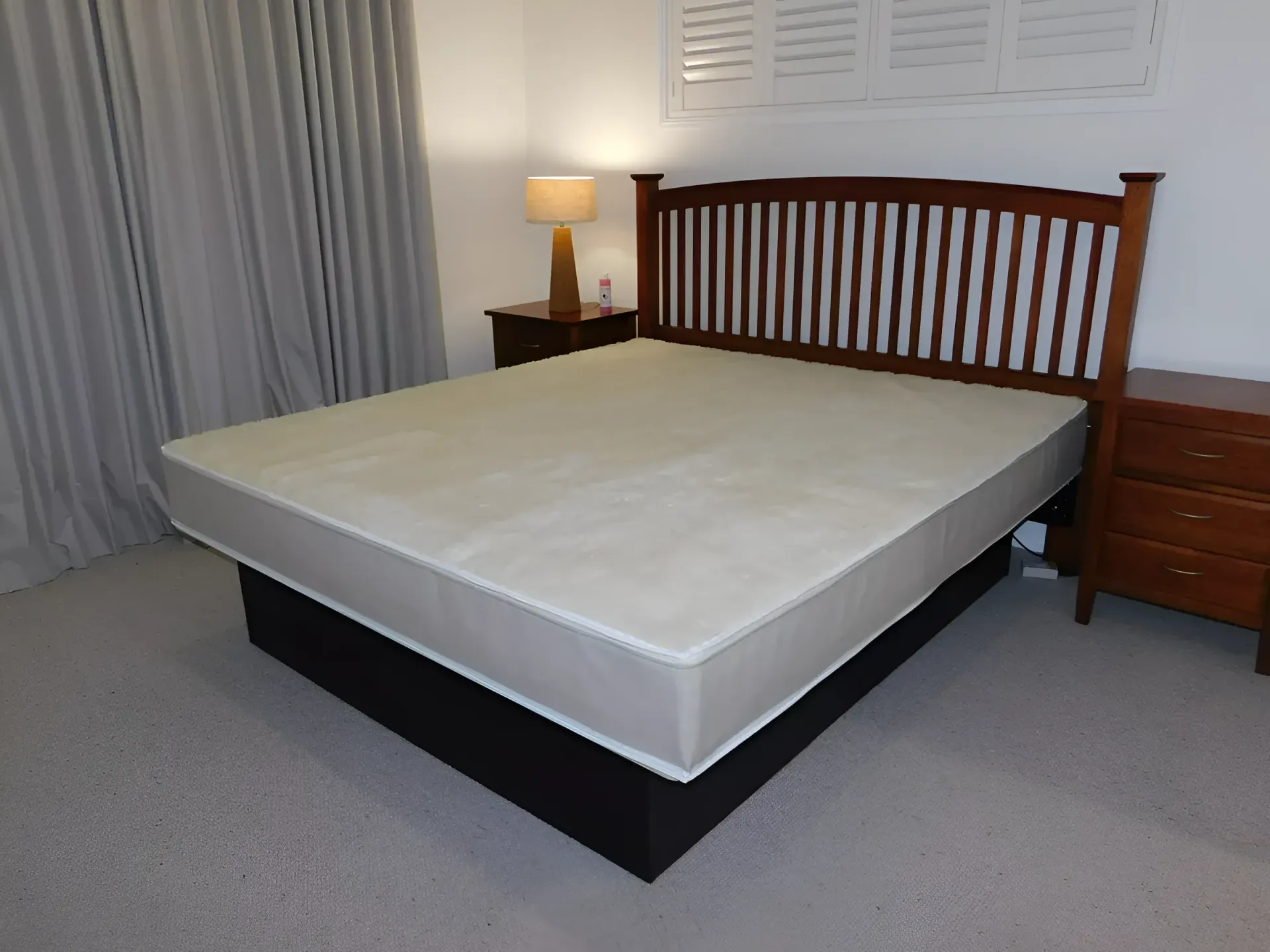 A Wooden Bed Frame with Mattress — Water Works Waterbeds in Chermside, QLD