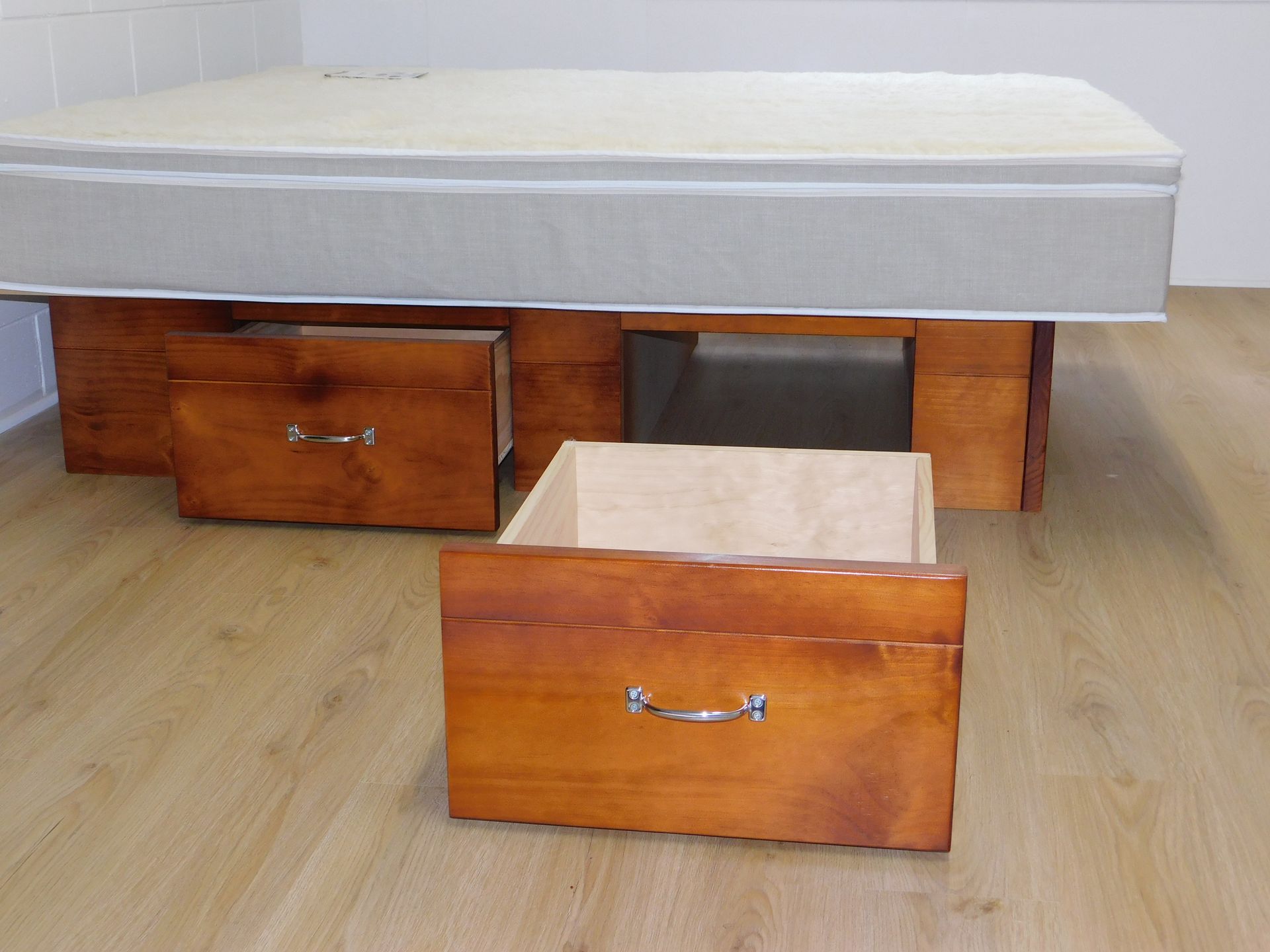 A Wooden Bed Frame with Drawers — Water Works Waterbeds in Chermside, QLD