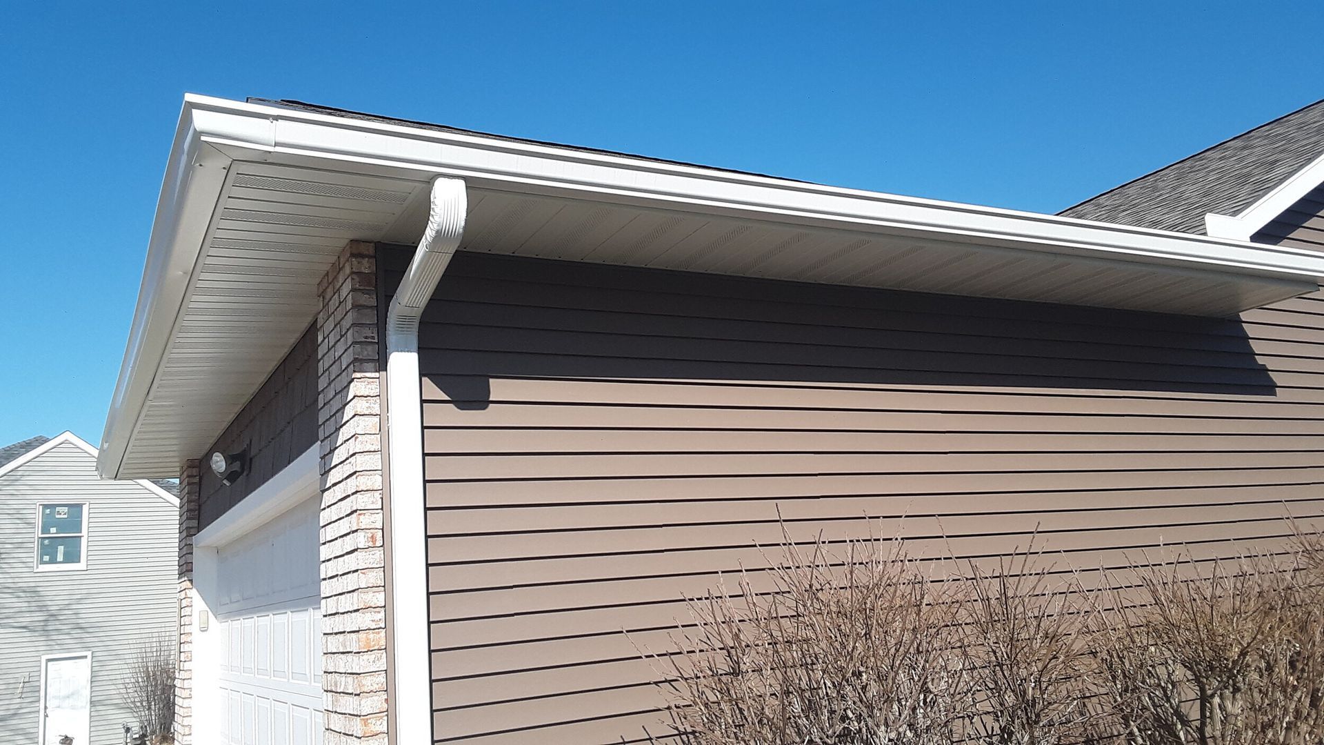 Newly installed seamless gutters on a home near The Village, OK. 