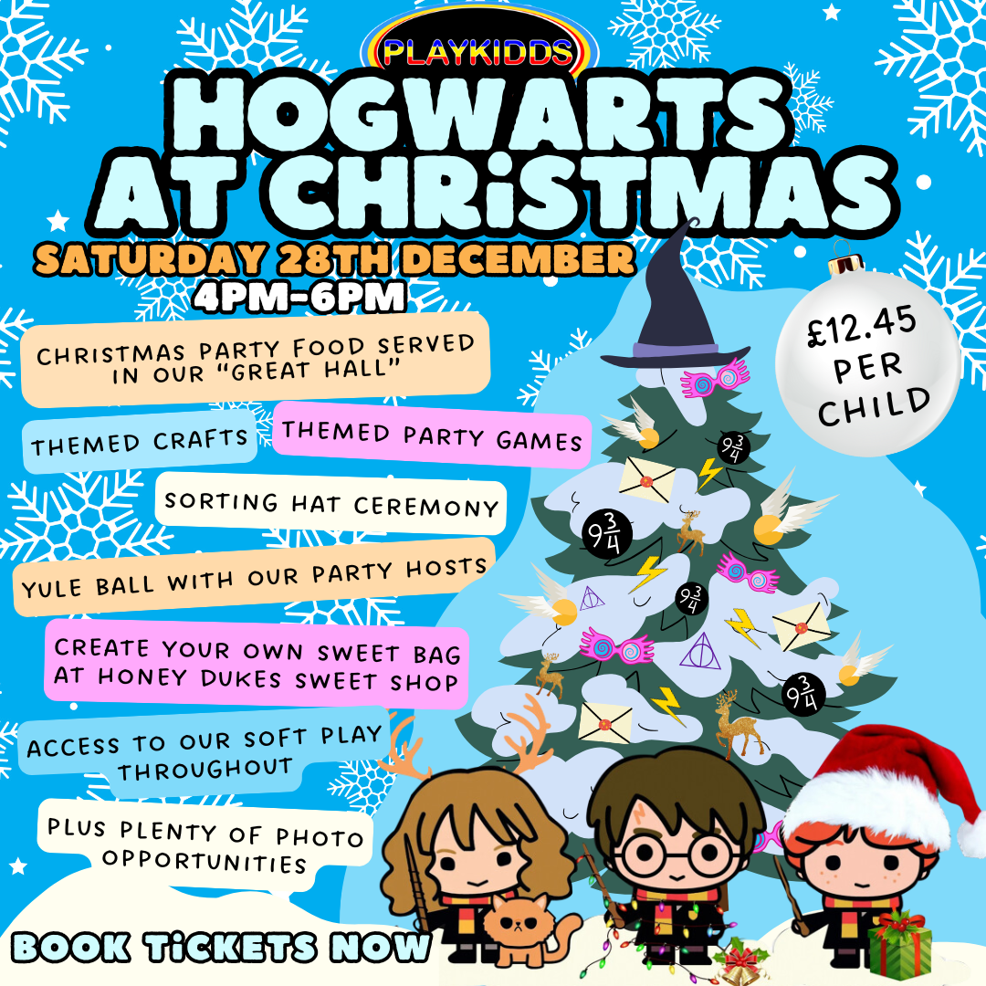 Hogwarts at Christmas party - Harry Potter themed family friendly party at our soft play in Manchester