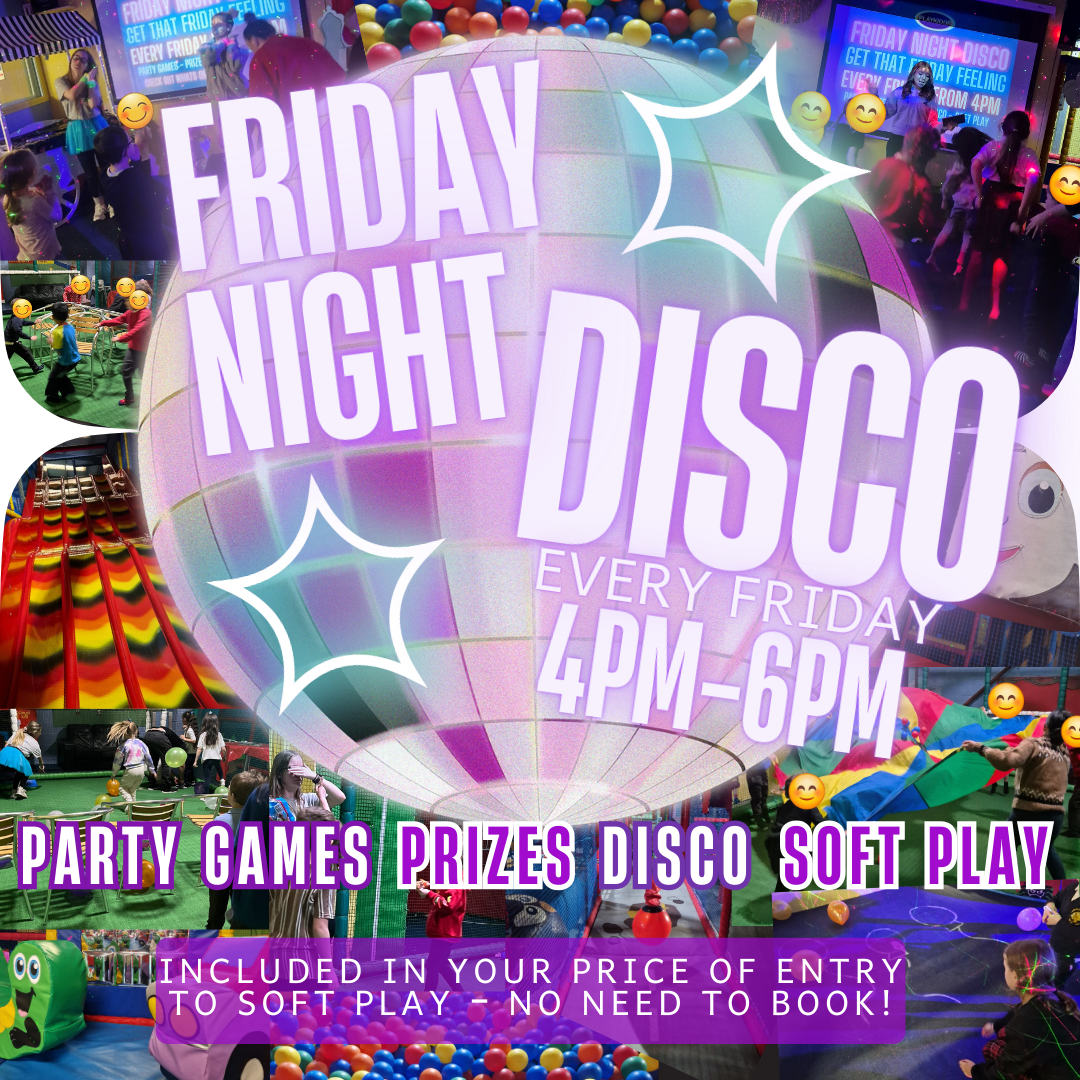 After school friday night disco for kids at our soft play in swinton salford manchester