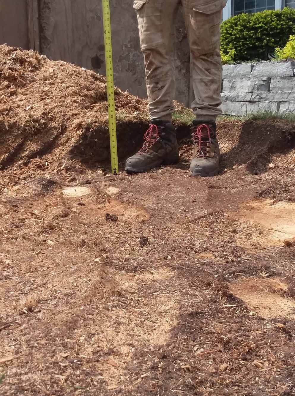 Worker Measuring the Soil — Appleton, WI — Powerhouse Stumpin
