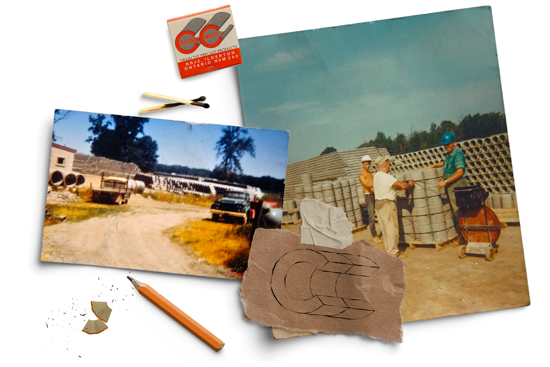 A collage of old photographs with a cc logo on top