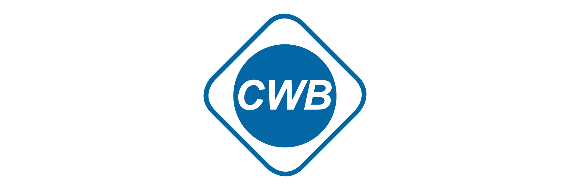 A blue and white logo for a company called cwb
