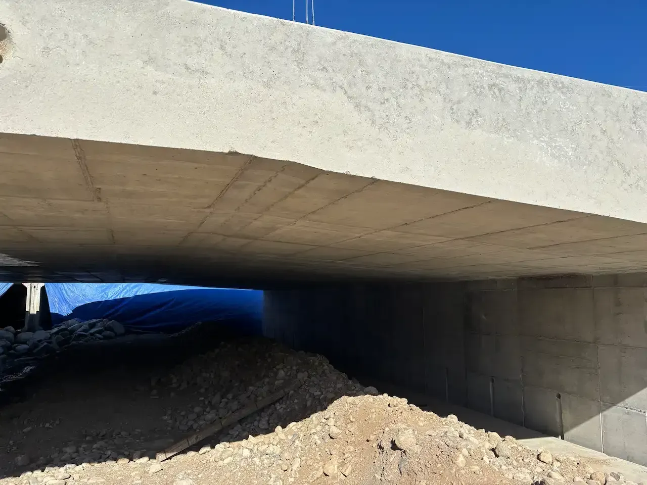 The underside of the open-bottom culverts installed at the extension project.