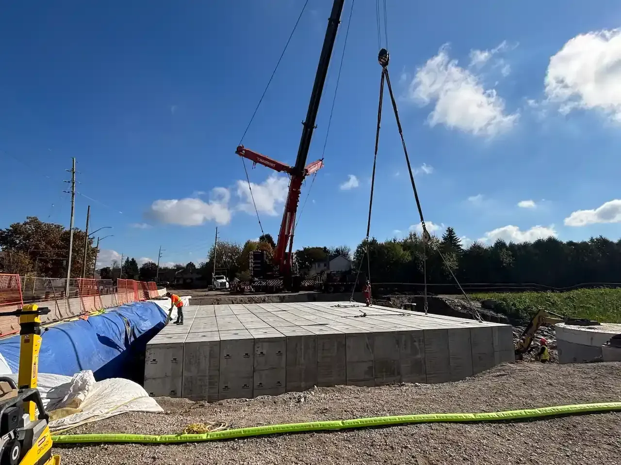 A wide shot view of the culverts installed in the extension project.