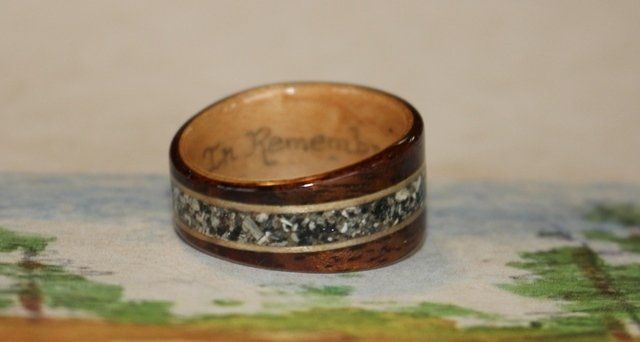 Memorial Ring inlaid with the ashes of two beloved dogs.