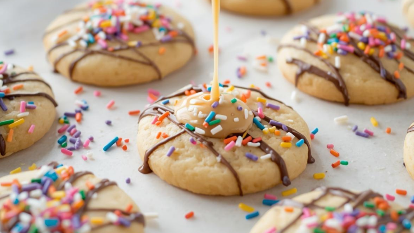 A hand decorates star-shaped gingerbread cookies with white icing on a dark wooden surface.