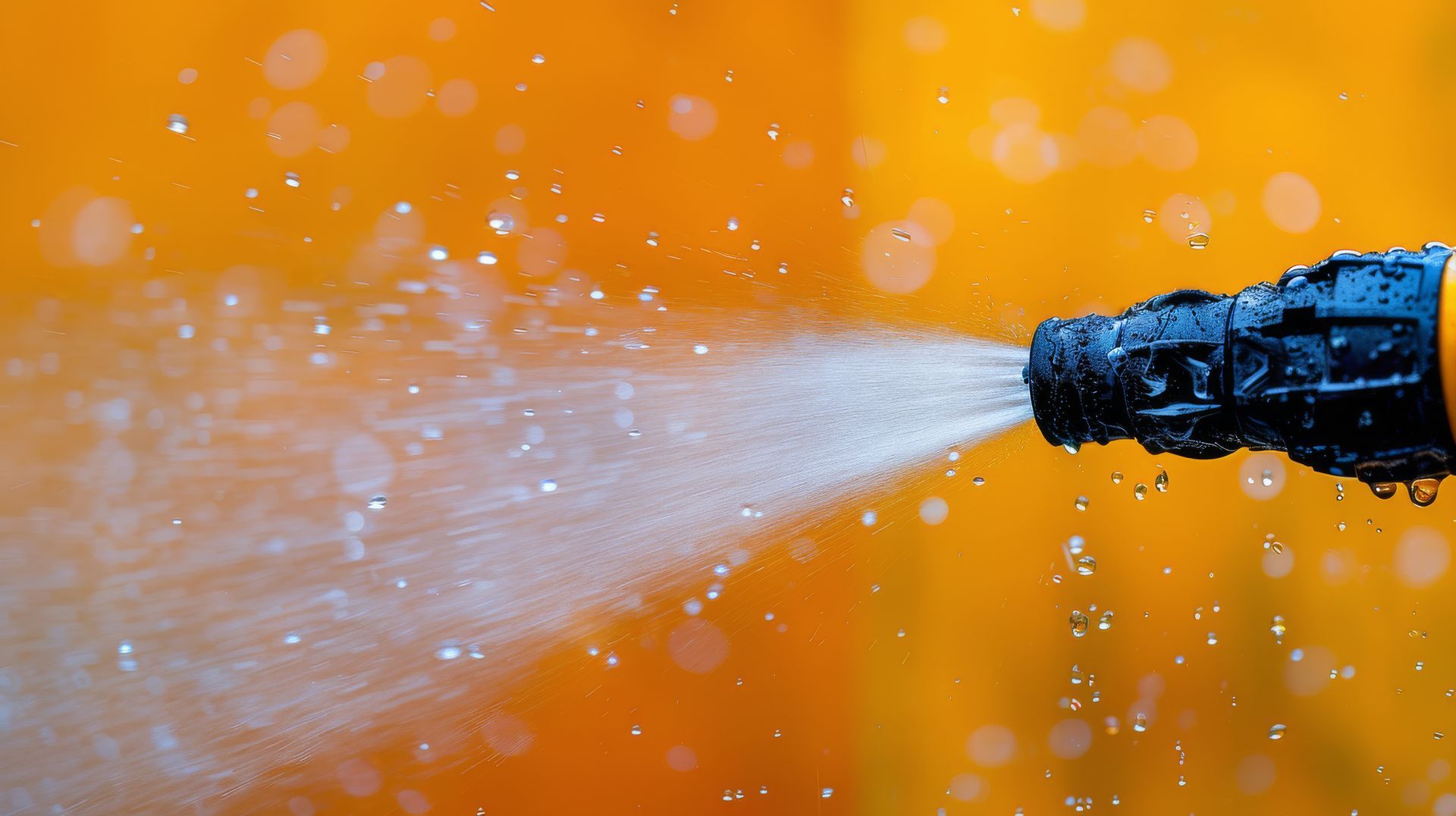 A close up of pressure washing hose.