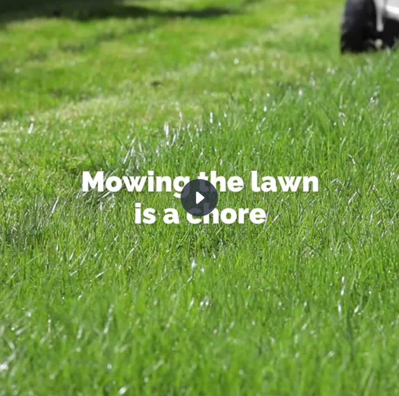green grass shown with text that says Mowing the Lawn is a Chore. 
