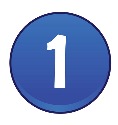 Blue circular icon with a white number 1 in the center